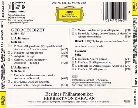 Bizet L Arlésienne Suiten Carmen Suite Karajan Berliner