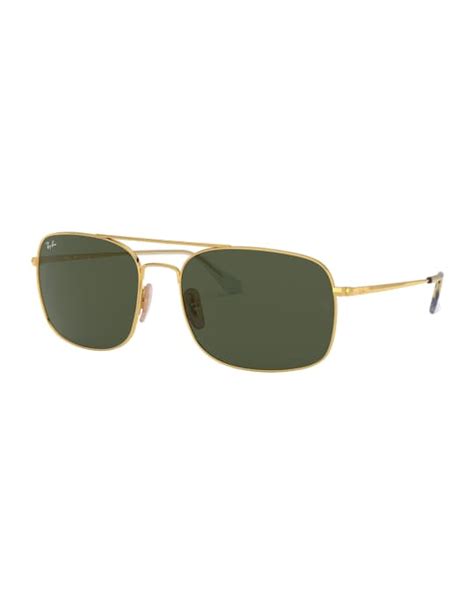 Ray Ban Mens Rectangle Slim Steel Sunglasses Neiman Marcus