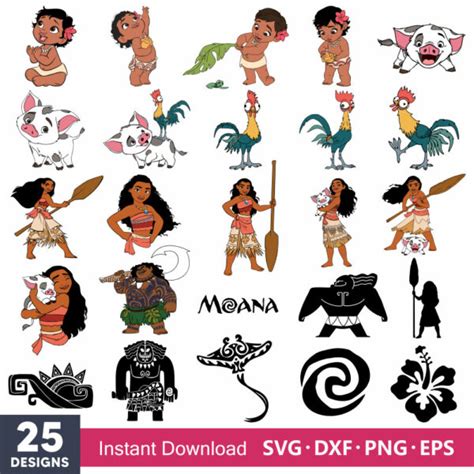 Layered Moana Svg Bundle Instant Download Bundle For Cricut Silhouette Vector Svg Png Dxf Cut