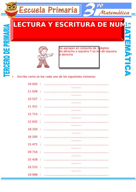 Lectura Y Escritura De Numeros Naturales Para Tercero De Primaria