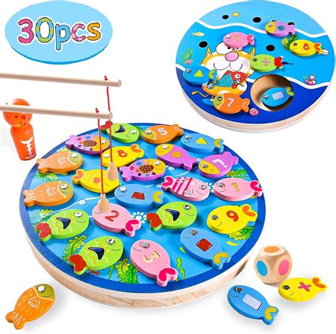 Joyjoz Gioco Pesca Per Bambini 4 In 1 30 PZ Giochi Di Legno Con