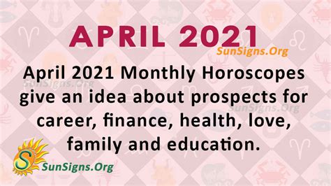 April 2021 Horoscope Predictions For All SunSigns Org