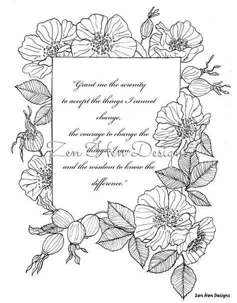 Growing In Sobriety Serenity Prayer Coloring Page Etsy