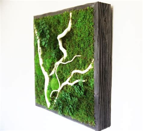 One 24x24 Artisan Moss Plant Painting White Branch No Care Green Wall