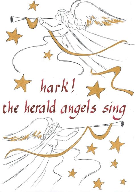 Hark The Herald Angels Sing Calligraphy And Ink Painting Etsy