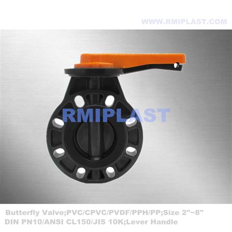 Plastic Upvc Butterfly Valve Pvc By Wafer Type Flange Standard