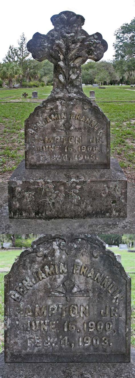 Benjamin Franklin Hampton Jr Gravestone Evergreen Cemetery