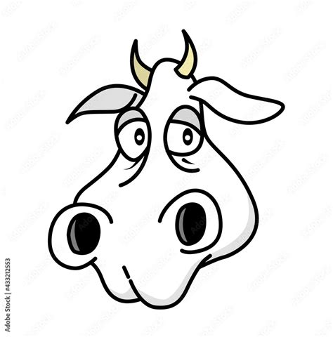 Cute funny cow character head, face smiling. Isolated on white ...