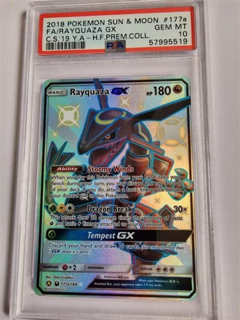 Pokemon Rayquaza Gx Shiny Full Art Prem Coll A Sun Moon Psa