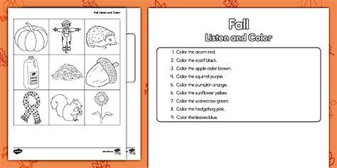 Fall Listen And Color Activity Teacher Made Twinkl