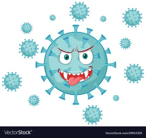 Coronavirus Cell With Scary Face On Big Cell Vector Image