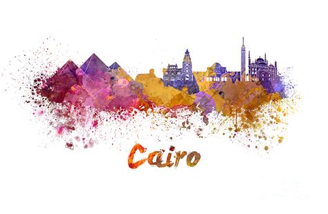 Cairo Skyline In Watercolor Painting By Pablo Romero Fine Art America