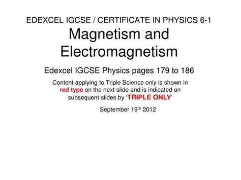 PPT EDEXCEL IGCSE CERTIFICATE IN PHYSICS 6 1 Magnetism And