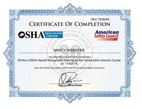 Kw Njw Osha Certification