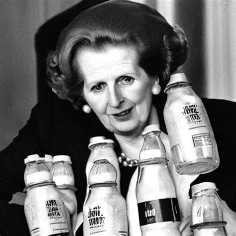 Margaret Thatcher Holding Many Bottles Of Milk Stable Diffusion Openart