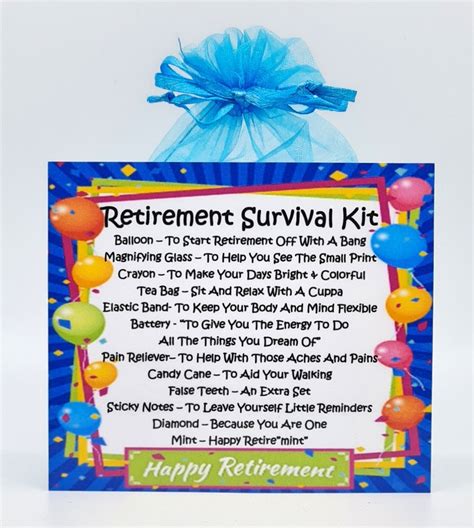 Retirement Survival Kit New Fun Novelty Gift Good Luck Etsy