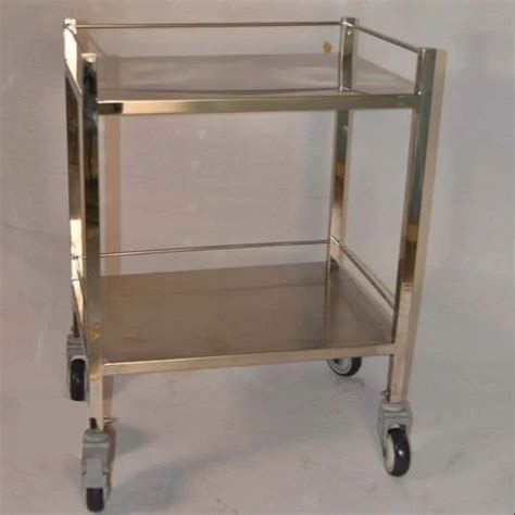 Silver Stainless Steel Hospital Instrument Trolley Size 30 X 13 X 13