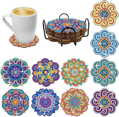 Amazon AFUNTA Diamond Art Paintings Coasters 10 PCS Mandala