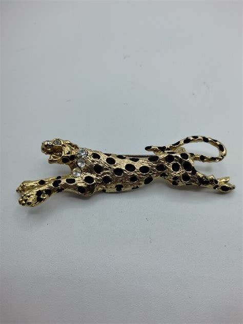 Vintage Leopard Brooch Gold Gem