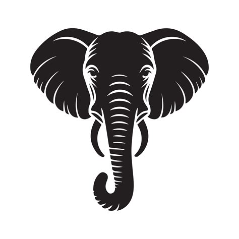 Relaxed elephant face silhouette on a white background 44768793 Vector ...