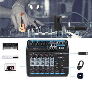 Xtuga Am Audio Mixer Sound Channels Console With Bluetooth Usb