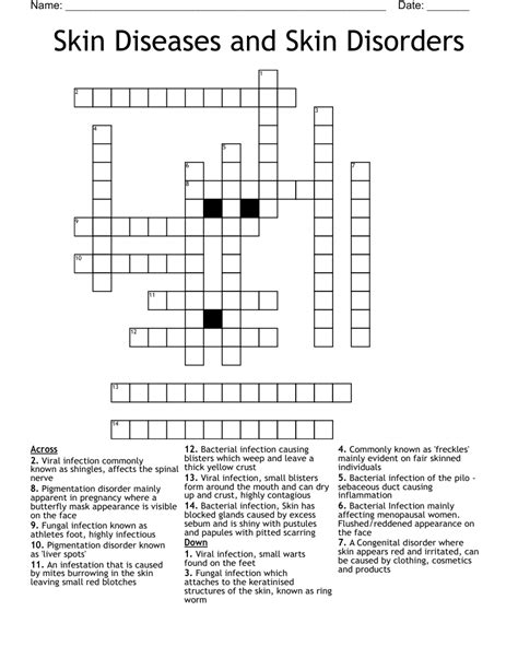 Skin Diseases And Skin Disorders Crossword WordMint