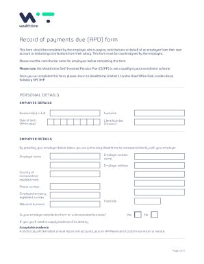 Fillable Online Record Of Payments Due Rpd Form Fax Email Print