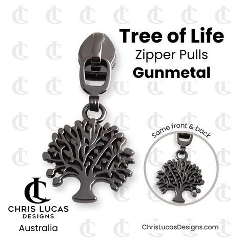 Tree Of Life Zipper Pulls Gunmetal Chris Lucas Designs Bag Making