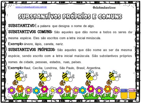 Substantivos Para 4 Ano - Atividades para 4º ano: Substantivo próprio e comum