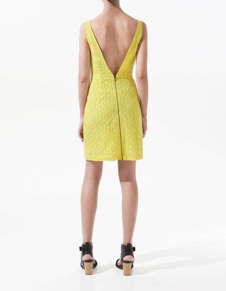 Zara Guipure Lace Dress In Yellow Lyst