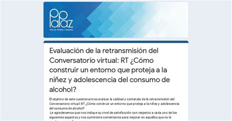 Evaluación De La Retransmisión Del Conversatorio Virtual Rt ¿cómo Construir Un Entorno Que