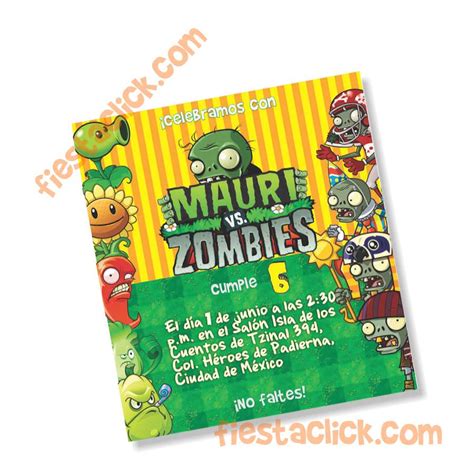 Plantas Vs Zombies Invitacion Personalizada 12