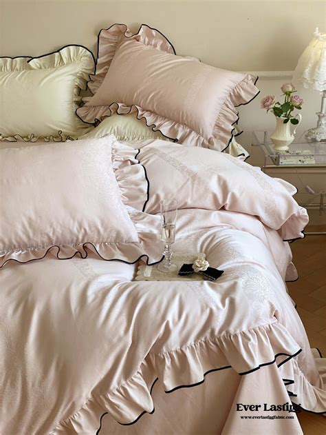 Silky Ruffle Bedding Set Ivory White Best Stylish Bedding Ever Lasting