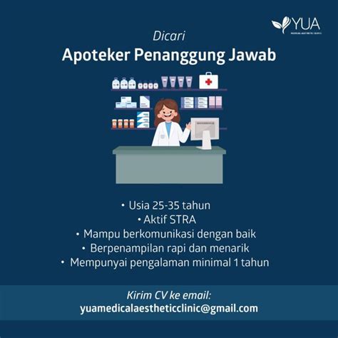 Lowongan Kerja Apoteker Penanggung Jawab Di Yua Medical Aesthetic