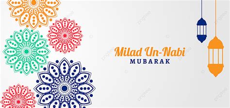 Maulid Nabi Muhammad Background With Colorful Round Ornaments, Religion ...