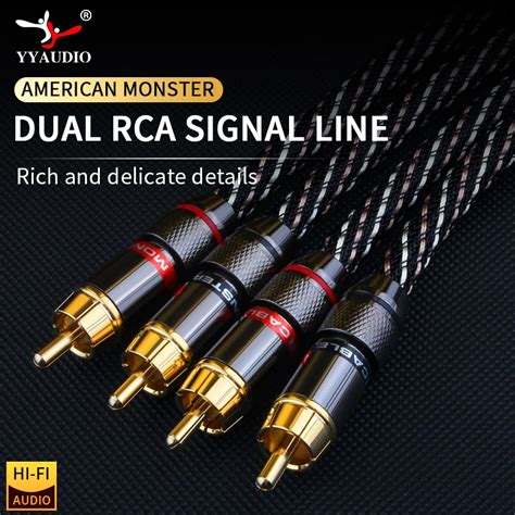 YYAUDIO HIFl Stereo RCA Audio Cable 6N OFC Male To Male 2RCA To 2RCA