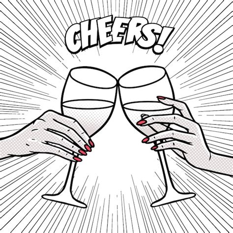 Premium Vector Cheers Girls Drinking Hands With Wine Glasses