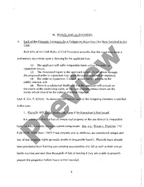 Salt Lake Utah Memorandum Of Points And Authorities In Support Of Motion For Temporary