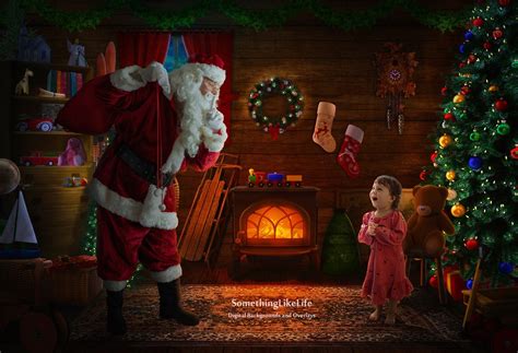 Santa Claus Digital Backdrop, Christmas Digital Background for ...