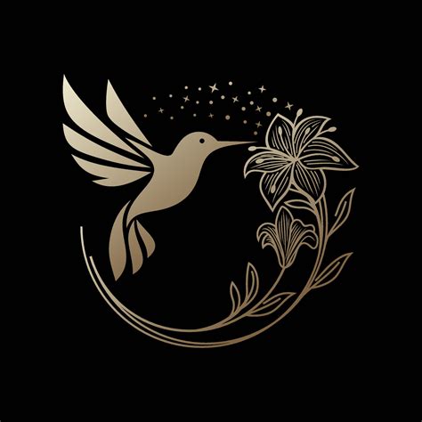 Hummingbird Bird Flower Tropical Logo Illustration 7619303 Vector Art