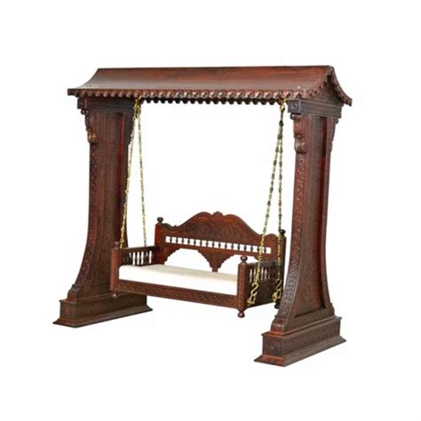 Royal Hand Carved Solid Wood Swing With Brass Chain Carving Indian