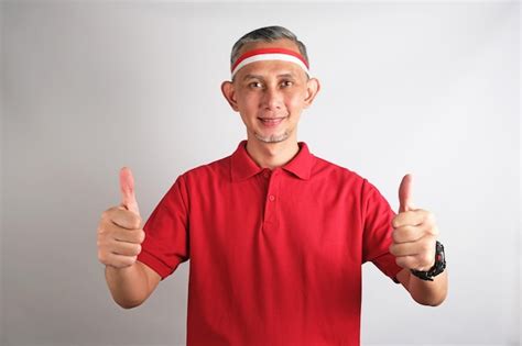 Premium Photo Portrait Of Asian Man Wearing Red And White Indonesia