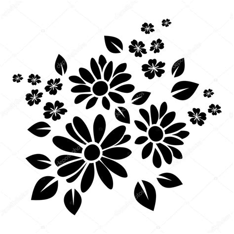 Silueta Negra De Flores Ilustración Vectorial Vector De Stock