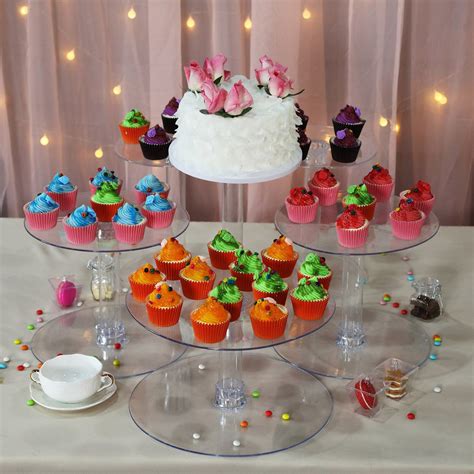 Buy Tier Clear Acrylic Cupcake Cake Stand At Tablecloth Factory