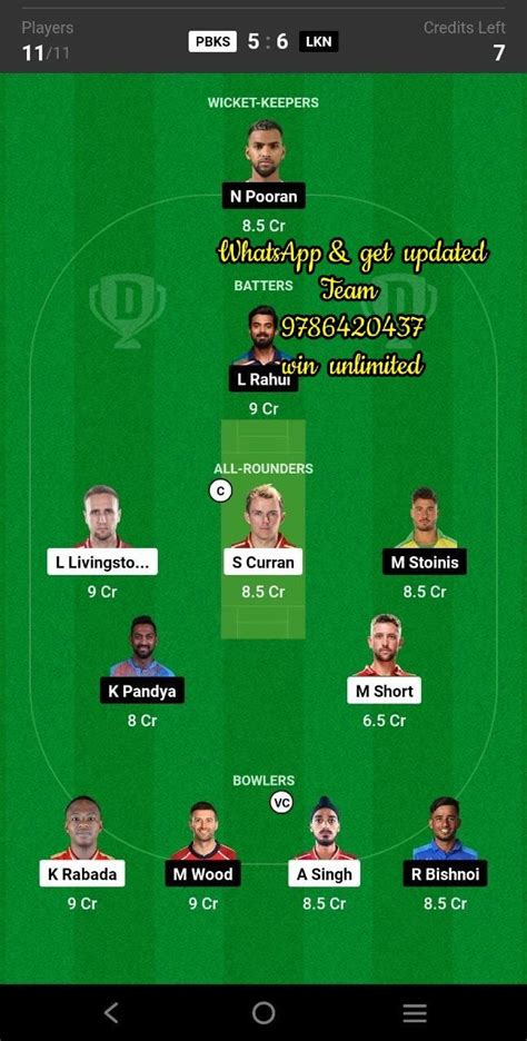 Pbks Vs Lkn Th Match Dream Team Fantasy Prediction Tata Ipl