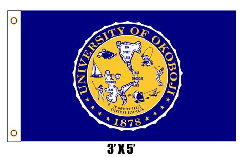 University Of Okoboji Blue Sky Crest Flag