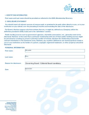 Fillable Online CONFLICT OF INTEREST DISCLOSURE FORM Fax Email Print