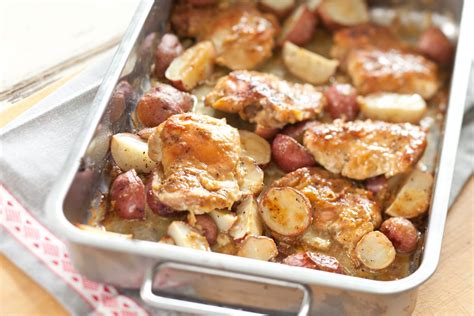 Curried chicken & new potato traybake