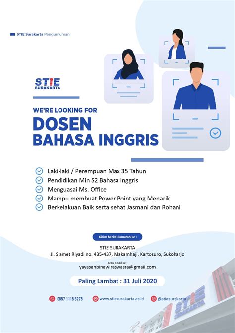 Segera Lowongan Kerja Dosen Bahasa Inggris Stie Surakarta Info Loker