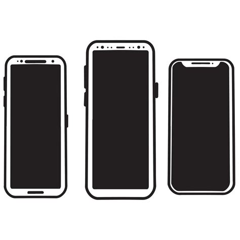 gadgets, mobile phone, smart phone , black white outline vector ...